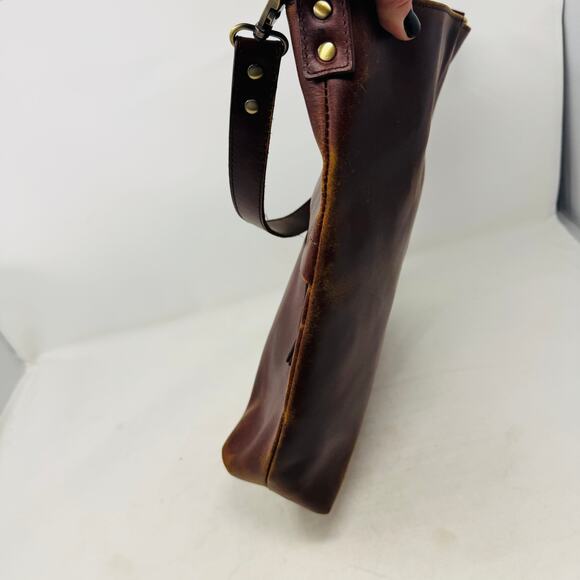 Vintage Brown Leather Shoulder Bag Large Slouchy Tote Satchel Unbranded - Picture 4 of 14